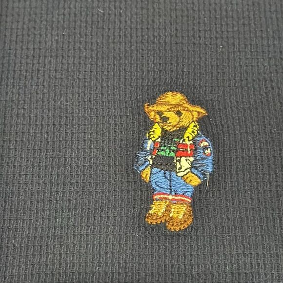 Polo Ralph Lauren Big Polo Bear Waffle Knit Thermal size L in EUC Navy blue - Picture 3 of 7